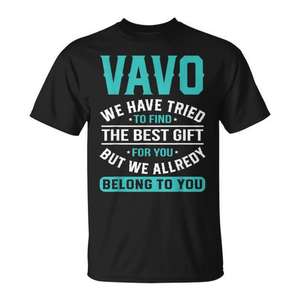 T-shirt Vavo in cotone nero da uomo, girocollo, manica corta, maglietta regalo per la festa del papà - Product Image 1