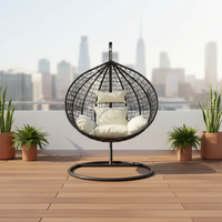 Chaise suspendue œuf Shangjie moderne en métal et rotin tressé pour intérieur et extérieur, idéale pour patio, parc et cour.