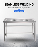 Table de tri des déchets en acier inoxydable double trou, personnalisable, avec pieds réglables en hauteur, pour cuisine professionnelle