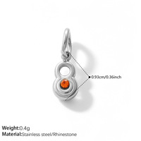 Breloques numérotées en acier inoxydable 304 plaqué PVD avec strass colorés, pendentifs chiffres courbes 0-9 pour la fabrication de bracelets et colliers DIY