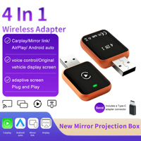 Boîtier convertisseur 4 en 1, Android Auto, Mirror Link, Dongle USB, adaptateur Airplay, Carplay filaire vers Carplay sans fil