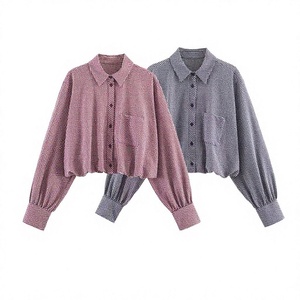 Chemise décontractée à carreaux pour femmes, manches longues, col rabattu, boutons sur le devant, poche pour un usage quotidien - Product Image 4