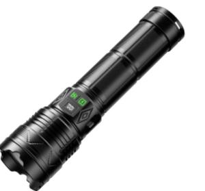 Lampe torche LED rechargeable par USB, ultra-lumineuse, zoom réglable avec affichage numérique de la puissance, torche tactique étanche pour le camping - Product Image 1