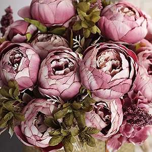 Bouquet de 13 têtes de pivoines artificielles en soie pour mur de mariage - Product Image 4
