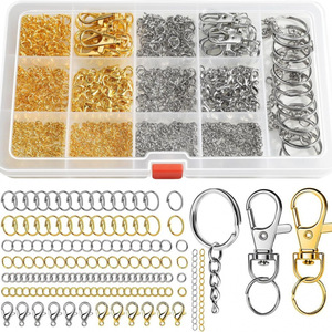 DIY Metal Keychain Kit 968 Pcs Silver Gold Lobster Clasps Rings <b>Bag</b> <b>Accessories</b> Jewelry Making Supplies - Product Image 1