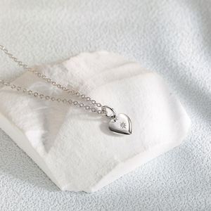 Colliers pour femmes Dylam, style métallique, fantaisie, zircon 5A, argent, délicats, superposés, cœur, minimalistes, bijoux fins - Product Image 3