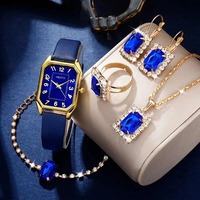Reloj de pulsera de cuarzo de moda de lujo para mujer, clásico Simple Relogio Feminino, conjuntos de joyería para fiesta de compromiso