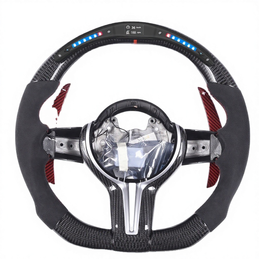 Fibra de carbono+cuero perforado+LED