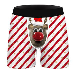 Joyeux Noël Imprimé Taille Moyenne Respirant Hommes Longs Boxers Hommes Noël Confortable Grande Taille Boxers - Product Image 1