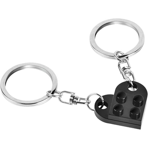Ensemble de <span class=keywords><strong>porte</strong></span>-clés en forme de cœur pour couples, blocs de construction en acrylique, briques DIY, design créatif, breloques d'amour, anniversaire - Product Image 1