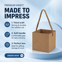 Boîte d'emballage pliable en papier kraft jetable pour plantes succulentes, mini pot carré épaissi avec poignée pour bougies, mariages, fêtes, fleurs