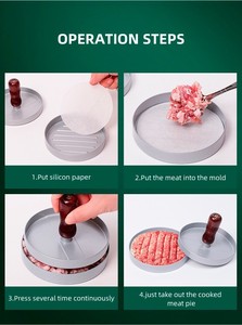 Presse à mini-hamburgers manuelle à démoulage facile, antiadhésive, avec poignée en bois, en alliage d'aluminium, pour la préparation de galettes de <span class=keywords><strong>burger</strong></span> <span class=keywords><strong>maison</strong></span> DIY - Product Image 3
