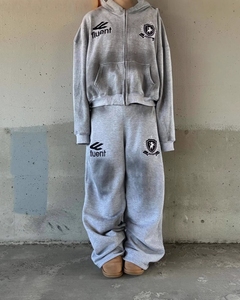 Sudadera con Capucha Gris Vintage Personalizada con Cierre para Hombre, con Lavado Ácido y Diseño Bordado <span class=keywords><strong>en</strong></span> 500 GSM, 50% Algodón, 50% Poliéster - Product Image 4