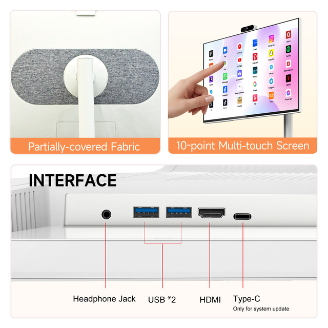 27inch 1080p 10 Point Touch Screen LED Backlight Wi-Fi Enabled Portable Android 13 Smart TV Battery Operated Remote Control