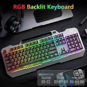Combo de Teclado y Ratón para Juegos AULA T102 de 104 Teclas, Retroiluminación RGB, Panel Metálico Impermeable, Cableado para PC y Portátil, Compatible con Windows 2000-10 - Product Image 2