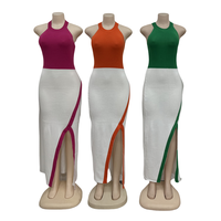 New Summer Elegant Frauen kleid Sexy Multi color Split Strickkleid Casual Tight Mini kleid