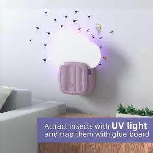 Home Office Electric Fly Catcher Glue Trap With Night Light UV Attractant Electronic Fly Sticky Trap Plug In Flying Insect Trap