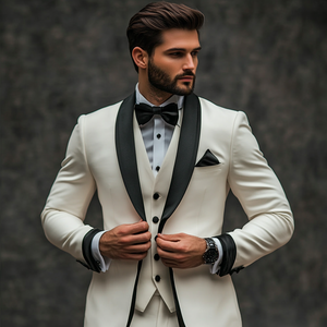 Elegante Traje de 3 Piezas para Hombre, Blazer de un Solo Pecho con Chaleco y Pantalones Formales para Bodas, Reuniones de Negocios, Oficina y Fiestas - Product Image 3