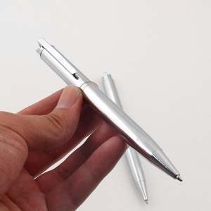 Stylo à bille en métal argenté à mécanisme rotatif - Product Image 5