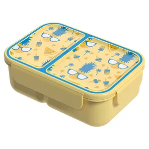 BPA Free Cute 2-Compartment Plastic Lunch Box Kids Bento Dining Bento Lunch Box For Children