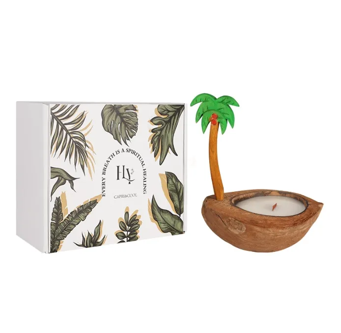 Bougie parfumée cocotier Coffret cadeau Noix de coco pierre parfumée cadeau île balnéaire souvenir