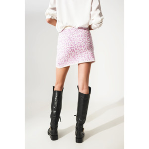Minigonna leggera in maglia con stampa animalier lilla - Product Image 4