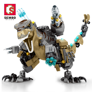 Sembo giáo dục nhựa xây dựng khối 205037 610pcs <span class=keywords><strong>Jurassic</strong></span> công viên Thế Giới Kit Tyrannosaurus Khủng long mô hình đồ chơi thiết lập - Product Image 1