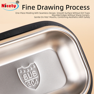 Tigelas de Alimentação para Animais de Estimação em Aço Inoxidável 304, Retangulares, Modernas, Duráveis e Ecológicas, com Dupla Camada - Product Image 3