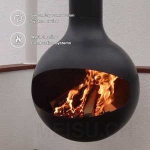 MEISU.CH Customizable Spherical <strong>Stove</strong> Pipe Simulated Carbon Fire Artificial <strong>Wood</strong> Burning Hanging Indoor Tube Hanging Fireplace - Product Image 2