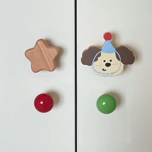 Puppyvormige moderne minimalistische kledingkastgrepen Leuke kastdeurknoppen voor kinderkamers Kat Beer Konijn Lade trekt aan massief hout - Product Image 1