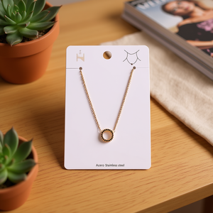 Collar redondo de acero inoxidable calado para mujer, joyería de moda - Product Image 2