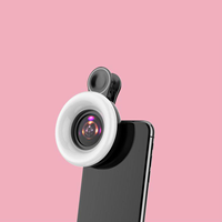 Objectif Macro pour Mobile 15X avec Anneau Lumineux LED, Lampe Selfie et Flash Universel pour Smartphone, Clip Portable
