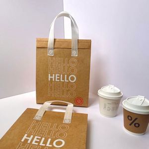 Thermal Insulated Eco-Friendly Food Delivery Takeaway Bag Wholesale Custom Logo Non Woven Kraft Style Leakproof Sandwich Salad - Product Image 2