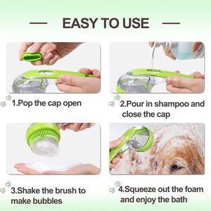 Brosse de bain pour animaux de compagnie avec distributeur de savon intégré, brosse de toilettage douce pour chiens et chats à poils longs ou courts, pour le nettoyage sous la douche - Product Image 6