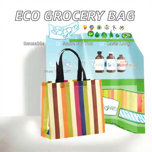 Eco-Supermarket Custom D-Cut Non-Laminated Heat-Sealed Screen Printed Patch Handle <b>Recyclable</b> Non-Woven Tote <b>Bag</b> for Promotion - Product Image 2