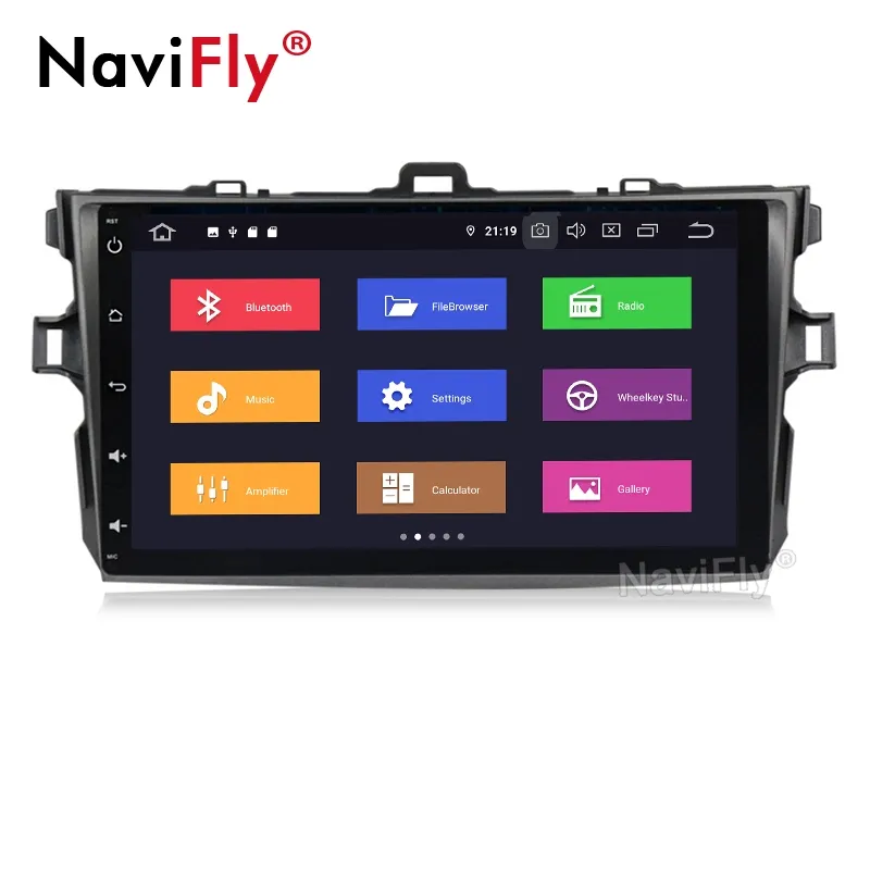 Navifly sistema de áudio automotivo 9 '', vídeo para carro, para toyota corolla 2007 2008 2009 2010, 2011, dvd player px6, android 9.0, 4 + 64gb