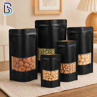 Sachet Kraft Noir Scellable de Qualité Alimentaire Lebei pour Biscuits et Noix, Emballage Doypack Noir avec Fermeture Ziplock