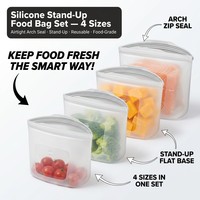 Sac de conservation alimentaire 100% silicone réutilisable pour la cuisson, le stockage, la congélation, étanche, lavable au lave-vaisselle