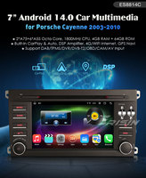Stocks UE ES8814C 7 pouces Octa Core Android 14 4G WiFi DSP Lecteur DVD de voiture Navigation Autoradio pour Porsche Cayenne GPS de voiture Stéréo