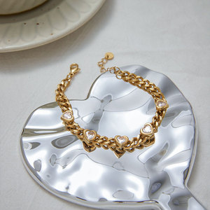 Pulsera y brazalete de moda de acero inoxidable 316L resistente al agua y al deslustre, chapado en oro de 14K y 18K, pulsera tipo tenis para mujer - Product Image 3