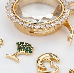 FY liontin modis perhiasan hadiah kalung DIY memegang pesona mengambang emas hati bulat bunga matahari liontin liontin kalung - Product Image 3