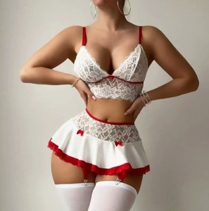 New Autumn Romantic Female <b>Sexy</b> Underwear Nightclub Temptation Party Lace Milk Silk Stitching Lingerie Two-piece <b>Set</b> - Product Image 2