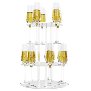 حامل مشروبات من طبقتين من الأكريليك لحمل كؤوس النبيذ والكوكتيل والشمبانيا للحفلات والأعراس والاحتفالات المدرسية - Product Image 6