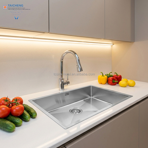 Fregadero de cocina de acero inoxidable cepillado hecho a mano de 839x435x181mm, de un solo seno, para empotrar, con colador <span class=keywords><strong>cuadrado</strong></span> o redondo, sin grifo - Product Image 5
