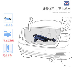 เฮเป่ารถเข็นเด็กน้ำหนักเบาพับได้ปรับเอนได้สี่ล้อสีฟ้าดีดีเน็ต - Product Image 3