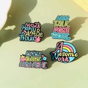 Tùy Chỉnh Mát Thư Cụm Từ Kim Loại Huy Hiệu Màu Sắc Mới Tiếng Anh Câu Trâm Quần Áo Túi Phụ Kiện Cổ Áo Pin - Product Image 1