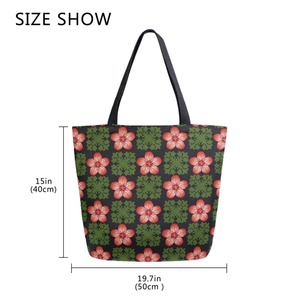 Bolsa de Compras Reutilizable de Lona con Diseño de Flor de Hau Hawaiana, Abertura Amplia, Estampado Personalizado, con Bolsillo - Product Image 4