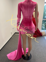 Nouvelle Robe Sexy Femme Ocstrade en Maille Transparente Évidée à Manches Longues avec Gants et Strass, Robe Moulante pour Soirée Club et Anniversaire