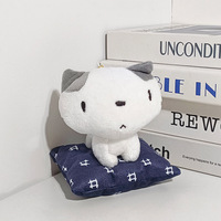Nouveau porte-clés en peluche chat mignon en papier de paille, pendentif chat en peluche style japonais, ornement décoratif pour sac à dos