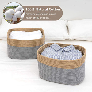 Clothing Organizer Storage Basket Cotton Rope <b>Rectangle</b> Eco Friendly Fabric Baskets <b>Bin</b> - Product Image 1